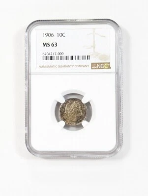 1906 Barber Dime 10C NGC MS63 ~ Origional Luster PQ+ - Image 1 of 4