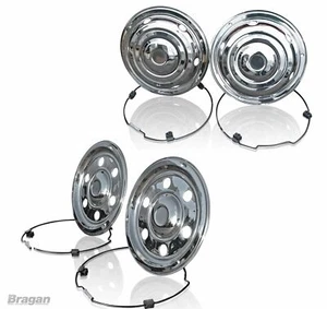 17.5" Swedish Style Full Set Wheel Trims For Truck Bus Polished Stainless Covers - Picture 1 of 8