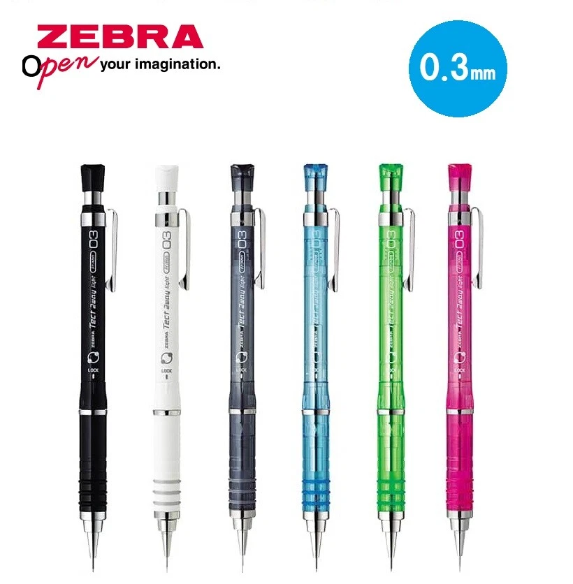 Lápis mecânico Zebra Tect luz bidirecional 0,3 mm escolha entre 6 cores de corpo - Imagem 1 de 1