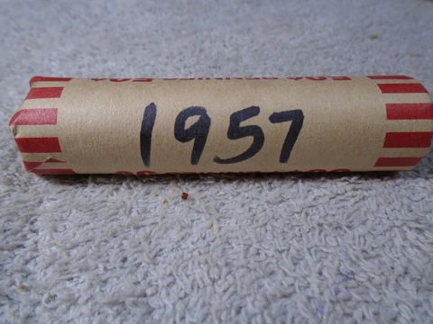 1957 Lincoln Wheat Back 50 Coin Circulated Penny Roll Possible P D S Mint Marks Cover