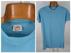 Vintage 50s 60s Faded Blue Singlestich Blank Work T Shirt L USA Rockabilly Reis - Picture 1 of 11
