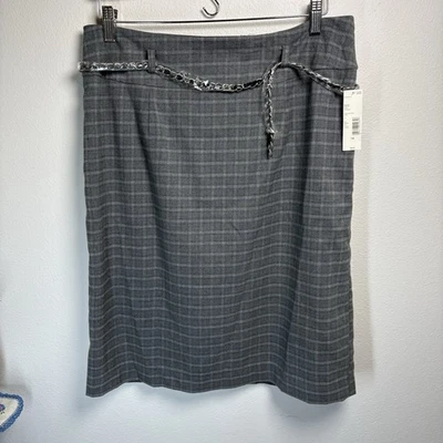 NUEVO CON ETIQUETAS Covington Mujer’s 14 ~ Gris Falda Lápiz a Cuadros Forrada con Cinturón NUEVO Foto 1 de 4