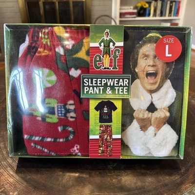 ELF Men's Sleep Set Pants & Tee Pajamas PJs Boxed Set Size Large Buddy The Elf - Image 1 of 2