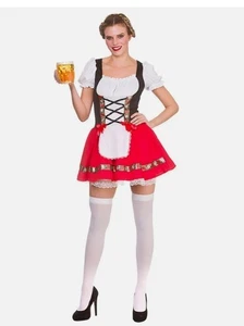 Womens Oktoberfest Beer Girl SHORT Dress Bavarian Fancy Dress - Picture 1 of 2