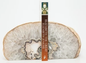 Fermalibri Geode Agata Mezza Lastra Cristallo Naturale Quarzo Decorazione 9,65 libbre. H2207 - Foto 1 di 19