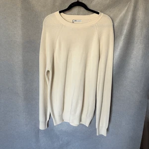 ZARA Men’s Ivory Ribbed Cotton Sweater Size L Classic Streetwear Casual NEW - Picture 1 of 8