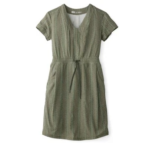 REI Aoraki Travel Dress Olive Green Print Size M Medium V-neck Stretch - Bild 1 von 6