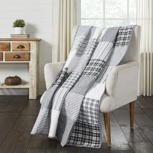 Farmhouse 60"x50" Throw Black Rod Pocket Sawyer Mill Textured Decor VHC Brands - Picture 1 of 6