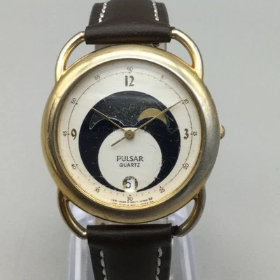 Vintage Pulsar Watch 33mm Gold Tone Moonphase JV338-6000 New Battery - Image 1 of 4