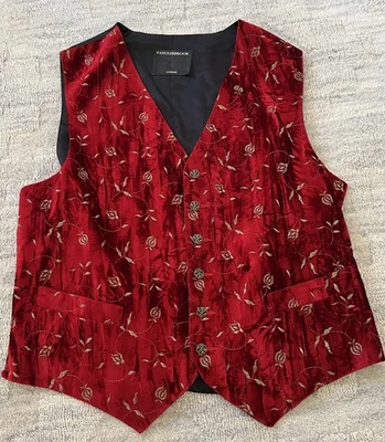 Chaleco Favourbrook Para Hombre Reino Unido 44 Rojo Dorado Terciopelo 6 Botones Chaleco Vacaciones Foto 1 de 4