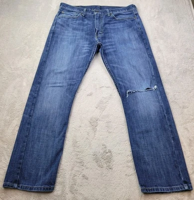 Pantalones de mezclilla Levis 513 para hombre 34x30 azul lavado oscuro ajustados rectos desgastados Foto 1 de 4