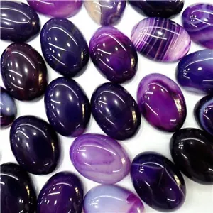 20Pcs 18x13x5mm Purple Stripes Onyx Agate Oval Cab Cabochon EE164 - Picture 1 of 2