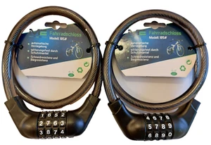 2x Zahlenschloss Fahrradschloss hohe Sicherheit Kabelschloss 12mm x 800mm NEU - Bild 1 von 3