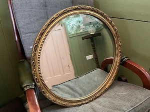 Vintage large round gold gilt edge mirror 49cm - Picture 1 of 3