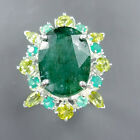 Handmade Jewelry 14 Ct Green Beryl Ring 925 Sterling Silver Size 7 /R343732