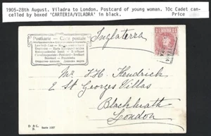 Spain 1905 postcard canc. 2-line boxed CARTERIA/VILARDA - Picture 1 of 2