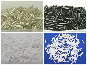 1000 Glass Tube Bugle Beads Opaque White Black Silver 2X12mm + Storage Box - Picture 1 of 8