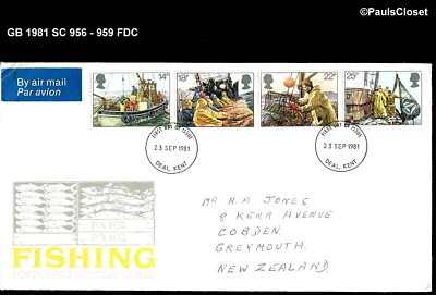 GB 1981 SC 956-959 FISHING FIRST DAY COVER 23 SEP 1981 - Image 1 of 2