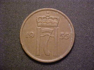 1955 NORWAY 5 ORE KM# 400 - NICE CIRC COLLECTOR COIN! -d6107xcx - Picture 1 of 2