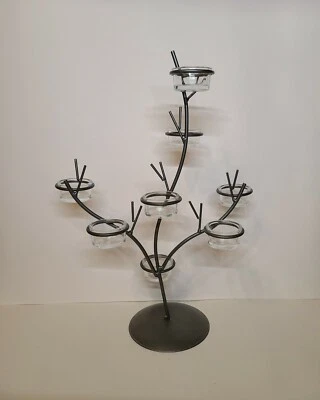 10 Candelabros Árbol Tealight Hierro Metal Níquel Cepillado + 10 Soportes de Vidrio  Foto 1 de 4