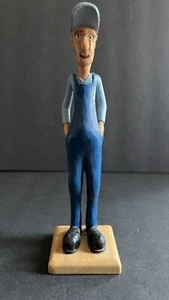Vintage Farmer Grandpa, Light Weight Wooden Man Sculpture Statue Folk Art - Picture 1 of 6