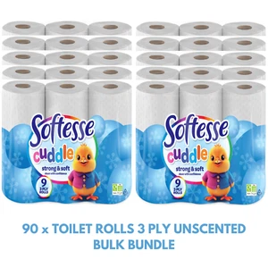 90x Toilet Rolls 3 Ply Quilted Classic Soft Tissue Bulk Buy Bathroom - Picture 1 of 8