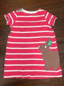 Toddler Girls Mini Boden Striped Rabbit  Appliqué Short Sleeve Dress 2-3 Years - Picture 1 of 4