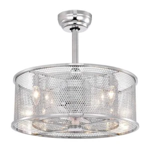 Warehouse of Tiffany Remote Controlled Ceiling Fan 20" w/ Light Indoor Chrome - Picture 1 of 4