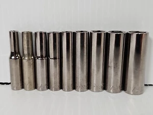 Lot Of 9 Craftsman ¼ Drive SAE 6 Point Chrome Deep Well 3/16 - 1/2 - Picture 1 of 12