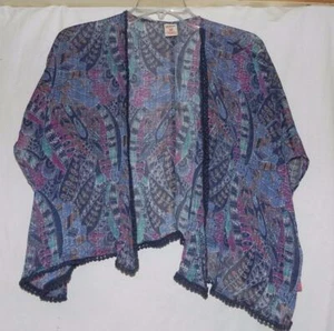 NWT-Girl's Chiffon Kimono Style S/S top Arizona Jean Co.-Blue Print - 7/8 (S) - Picture 1 of 1