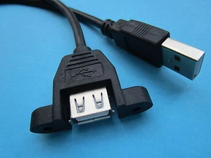 2 pcs USB 2.0 A Male to Female Extension Cable with Panel Mount Screw Hole 30cm - Picture 1 of 4