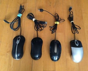 Mixed Lot 4 Wired USB Optical LED Tracking Mouse/Mice Dell, Lenovo & Inland - Picture 1 of 9