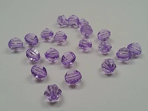 Transparent Acrylic Beads, Faceted Round, Purple, Qty 100- 8x8.5x7mm, hole 1.5mm - Picture 1 of 1