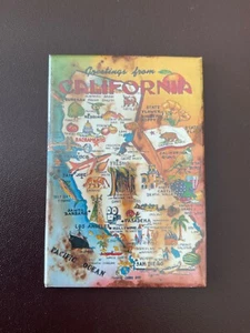 Greetings From California Map Refrigerator Magnet 2 x 3” - Picture 1 of 2