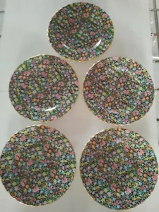 Vintage Tuscan chintz Mille Fleurs Bone China plates x 5 - Picture 1 of 4