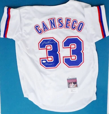 JOSE CANSECO "Chemist!" Autograph "#33" Signed Texas Rangers Jersey JSA 💎 COA - Image 1 of 4