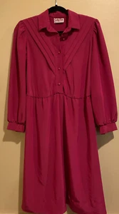 Vintage Cathy Sue Größe 8 Damen hellrosa/Schulterpolster, schickes Kleid mit Knöpfen bescheiden - Bild 1 von 7