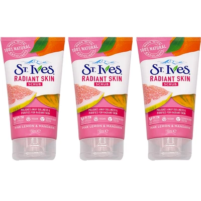 St. Ives Radiant Skin Face Scrub Pink Lemon & Mandarin 150ml - 3 Pack - Image 1 of 3