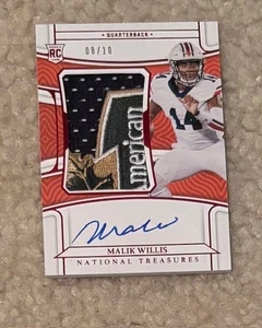 National Treasures Collegiate 2022 Malik Willis desagradable parche en tarjeta automático/10! - Imagen 1 de 2