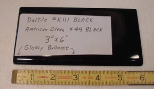 Gloss Black 3" x 6" Ceramic Tile Bullnose Trim Edge Subway by American Olean NEW - Picture 1 of 12