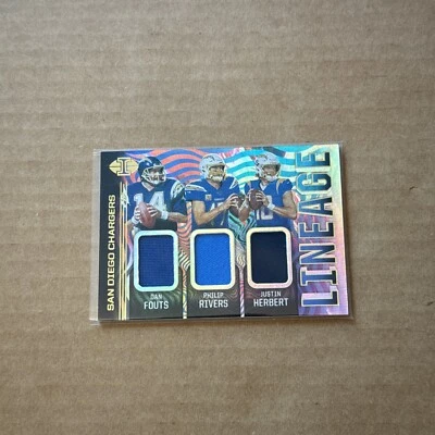 2020 Illusions Lineage Dan Fouts, Philip Rivers, Justin Herbert Chargers Patch - Image 1 of 2