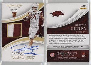 2016 Panini Immaculate Collegiate Gold /25 Hunter Henry RPA Rookie Patch Auto RC