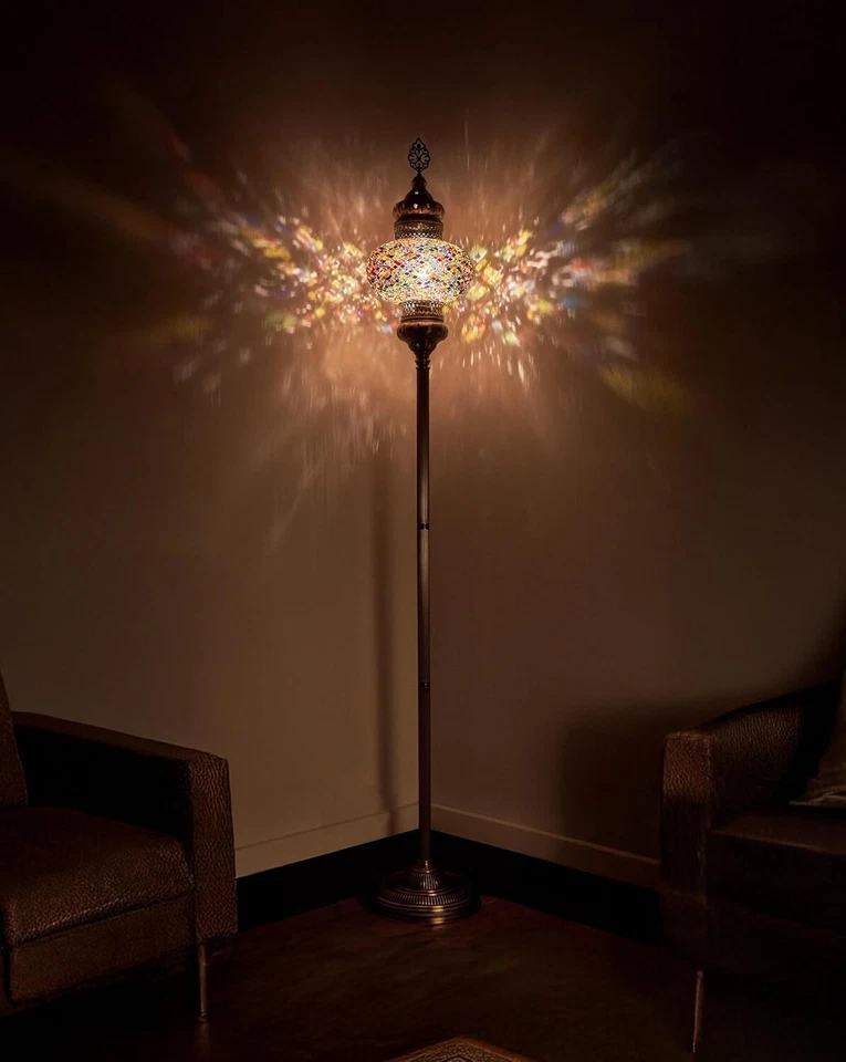 DEMMEX 10" Turkish Mosaic Floor Lamp, Vibrant Glass Design, Oriental Charm 5.5ft - Image 1 of 1