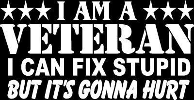 Soy un veterano que puedo arreglar una estupidez calcomanía calcomanía para ventana de automóvil camión pegatina de parachoques vendedor de EE. UU. Foto 1 de 4