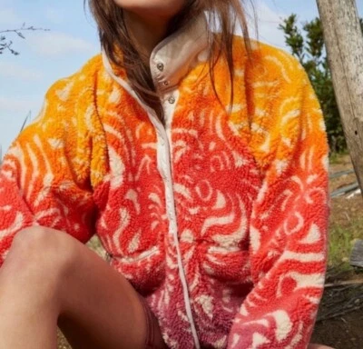Free People Movement Rocky Ridge Marigold Combo Sherpa Fleece Jacket Sz M  - Image 1 of 4