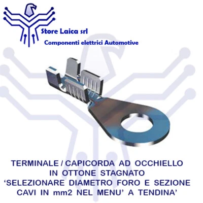CAPICORDA OCCHIELLO FORO 3 4 5 6 8 10 12mm sez. 0,5 1,0 1,5 2,5 4 6mm2 10pz