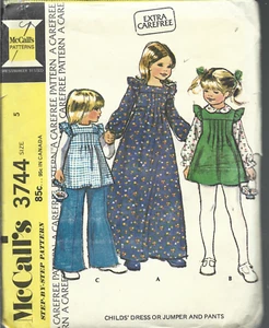 Vintage McCall's Patrón Despreocupado #3744-Vestido de Abuela Infantil-Jumper-Pantalones Talla 5 - Imagen 1 de 1