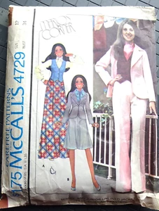 McCall's Size 12 Vintage Women's Pattern Unlined Jacket, Vest, Skirt and Pants - Picture 1 of 3