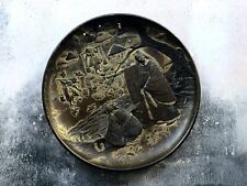 Antique Japanese Meiji Period Copper Spelter Plate - Signed