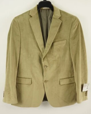 New $295 Alfani Velvet Sport Coat Men's 42R Slim Tan Stretch Notch Lapel Vented - Image 1 of 4